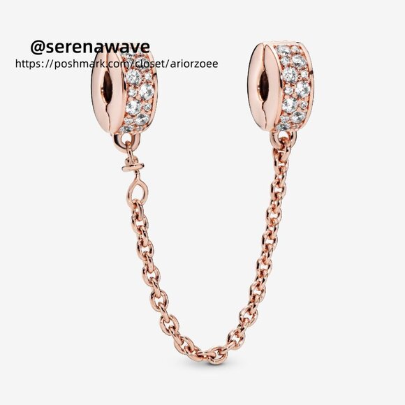 Pandora Clear Pavé Safety Chain Clip Charm - Picture 1 of 4